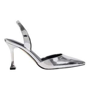 Marc Fisher Hadya  Shiny Silver Pointy  Slingback Heels Size 8 1/2 NIB